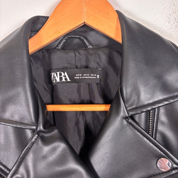 Zara Bloger Favorite Faux Leather Biker Jacket Medium - Picture 3 of 6